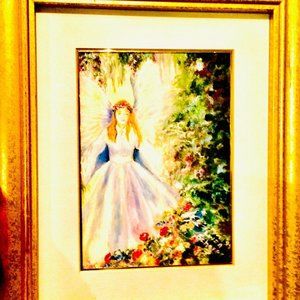 Angel Art Print Professionally Matted & Framed 12.